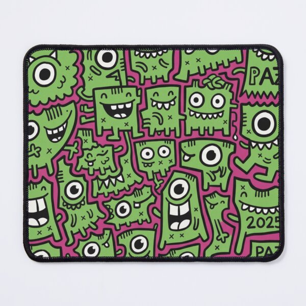 Item preview, Monstruos Doodle: Patrón Verde Neón y Magenta Pop designed and sold by bsbd-action.