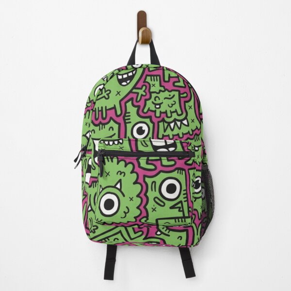 Item preview, Monstruos Doodle: Patrón Verde Neón y Magenta Pop designed and sold by bsbd-action.