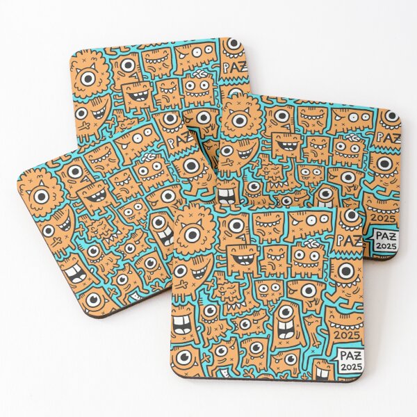 Item preview, Monstruos Doodle: Patrón Naranja y Turquesa Veraniego designed and sold by bsbd-action.