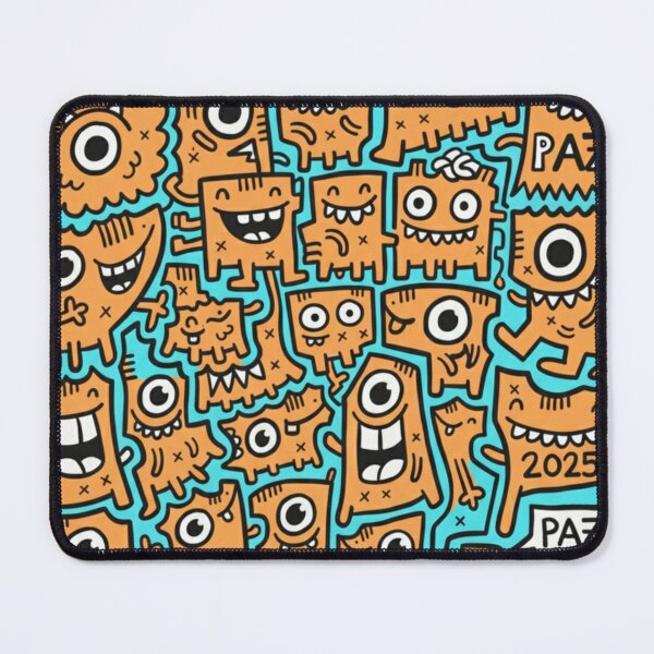 Item preview, Monstruos Doodle: Patrón Naranja y Turquesa Veraniego designed and sold by bsbd-action.