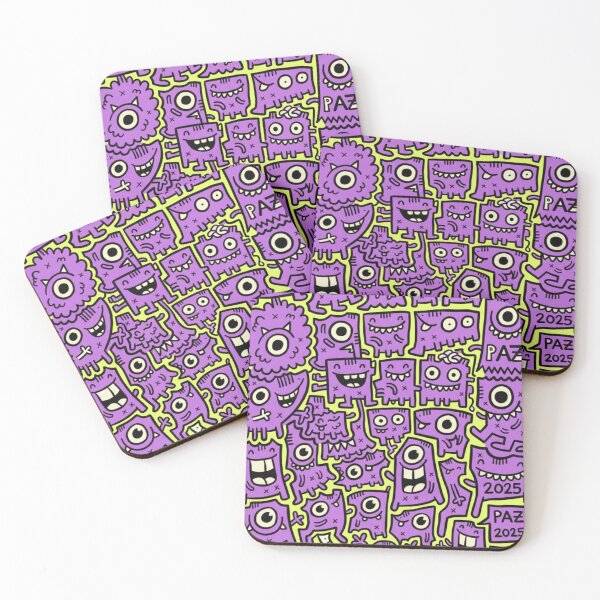 Item preview, Monstruos Doodle: Patrón Morado y Lima Neón designed and sold by bsbd-action.