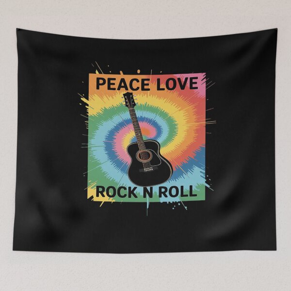 Item preview, Peace Love Rock n Roll Tie Dye Hippie Guitar Music designed and sold by RayArmstrong.