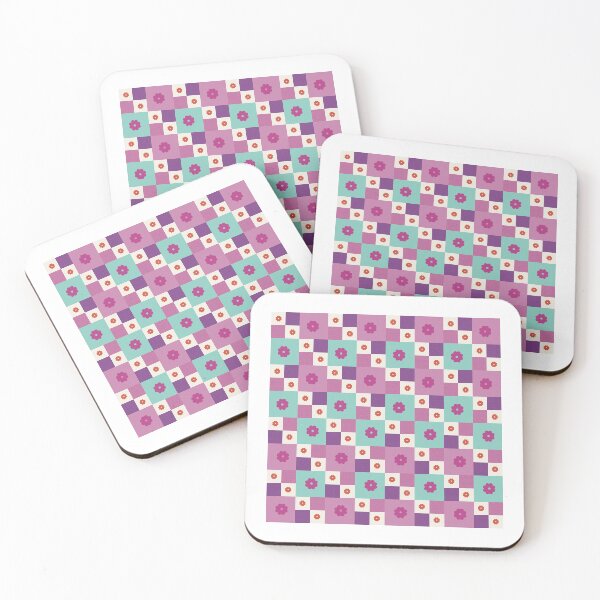 Item preview, : Retro Pastel Floral Checker Pattern designed and sold by applecs.