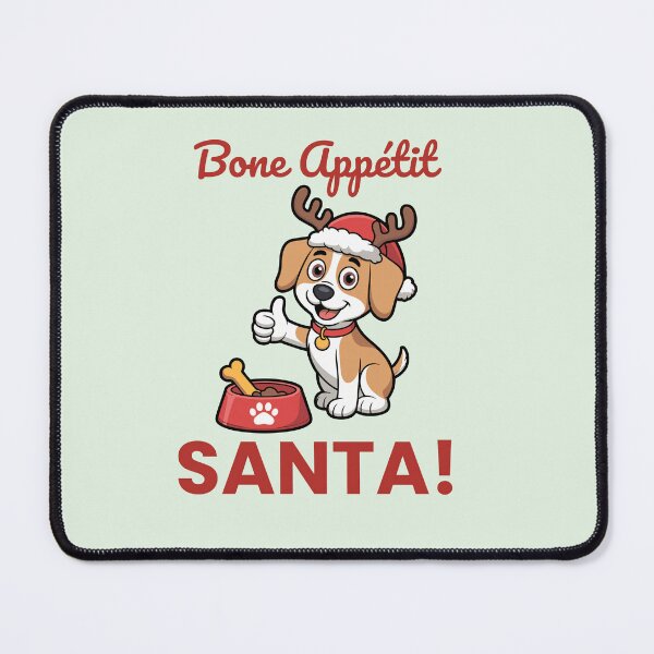 Item preview, Cute Christmas Dog Pun – “Bone Appétit Santa!” Funny Holiday Pet Art designed and sold by DesignedByBren.
