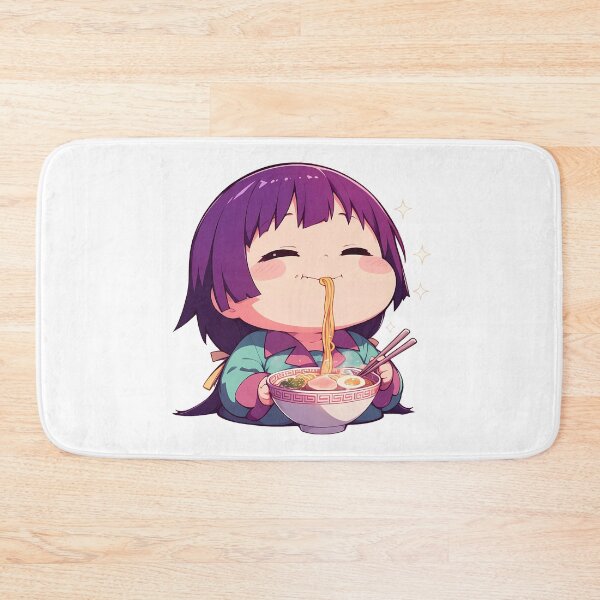 Item preview, Hitagi Senjougahara Bakemonogatari Anime Kawaii Chibi Ramen Purple designed and sold by Raslbazola.
