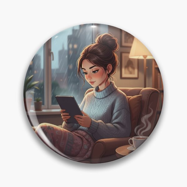 Artikelvorschau, Mädchen liest Kindle entworfen und verkauft von The Cozy Cauldron.