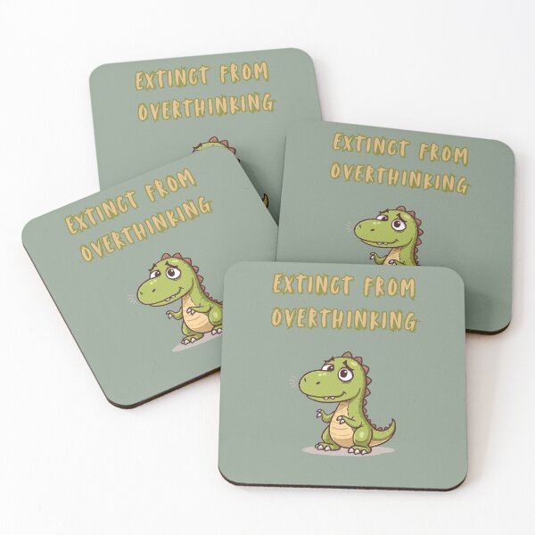 Item preview, Extinct From Overthinking – Funny Dinosaur Anxiety Meme designed and sold by SloganSavvy.
