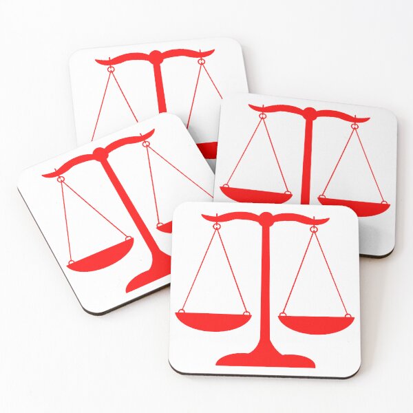 Item preview, Red Scales of Justice- Minimalist Red Law Art designed and sold by MagicMe-JD.