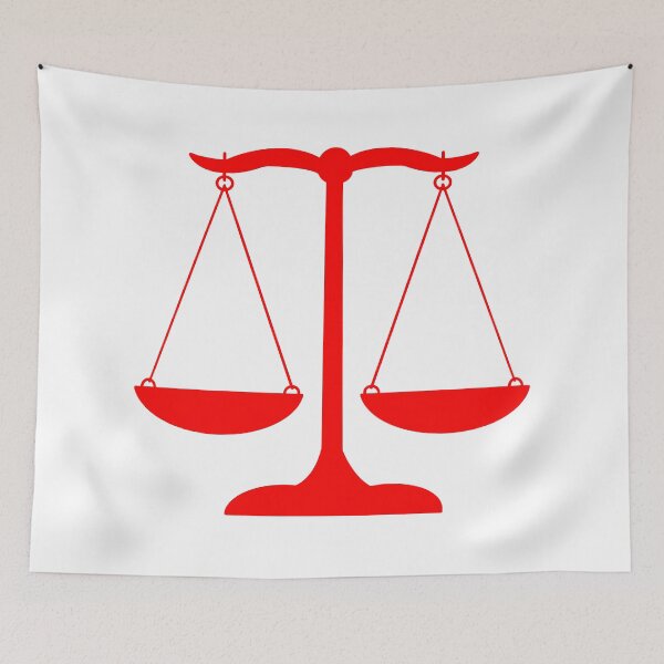 Item preview, Red Scales of Justice- Minimalist Red Law Art designed and sold by MagicMe-JD.