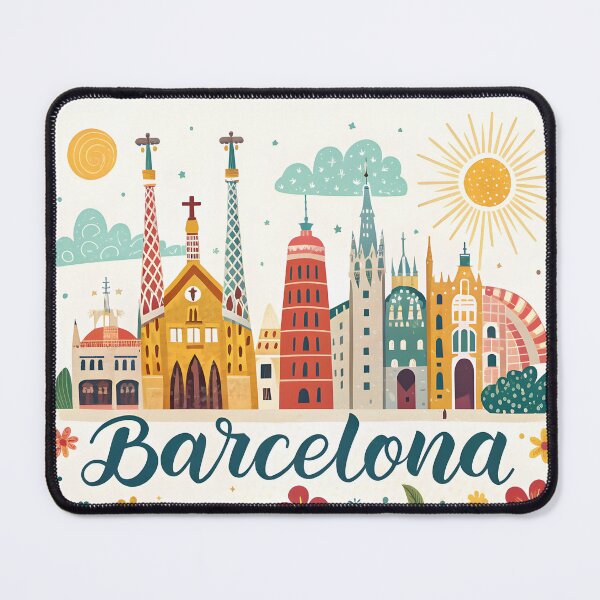 Item preview, Whimsical Barcelona, Beach, Landmarks and Cityscape – Colorful Spain Travel Art designed and sold by Witsprings.