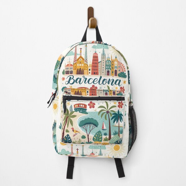 Item preview, Whimsical Barcelona, Beach, Landmarks and Cityscape – Colorful Spain Travel Art designed and sold by Witsprings.
