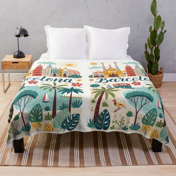Item preview, Whimsical Barcelona, Beach, Landmarks and Cityscape – Colorful Spain Travel Art designed and sold by Witsprings.