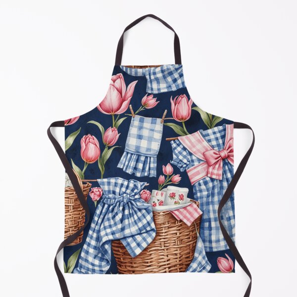 Item preview,  Cottagecore Chinoiserie Laundry Day Seamless Pattern | Vintage Dress Tulips Bow Basket Gingham Aesthetic | Cute Blue and Pink  designed and sold by PublishingCo.