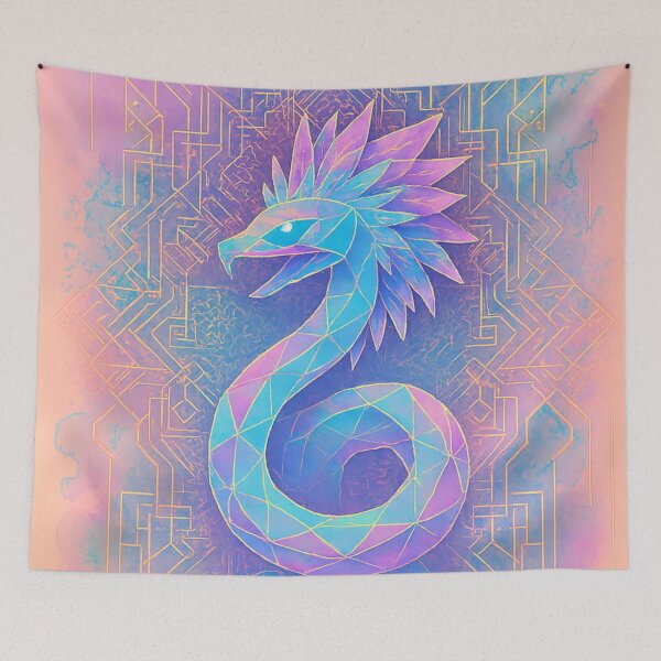 Item preview, Neon Quetzalcoatl: The Crystal Feathered Serpent designed and sold by JonelleTshirts.