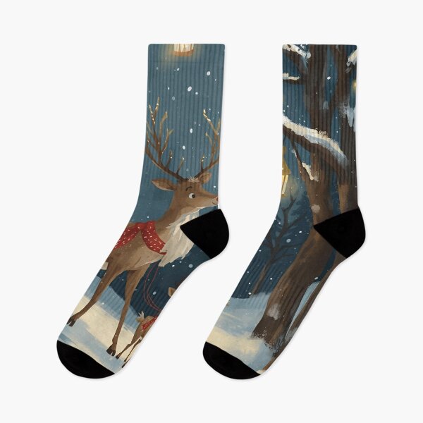 Item preview, Reindeer Family’s Christmas Walk Through the Snowy Woods designed and sold by WildlifeWhimsy.