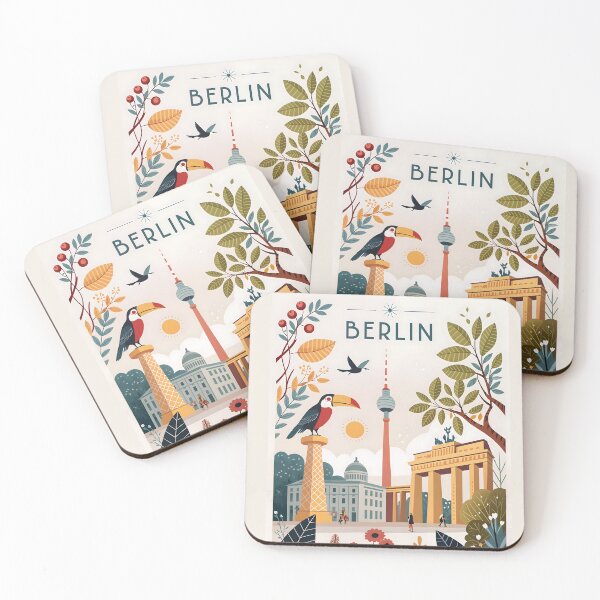 Item preview, Berlin Illustration with Brandenburg Gate and TV Tower, Travel Art designed and sold by Witsprings.