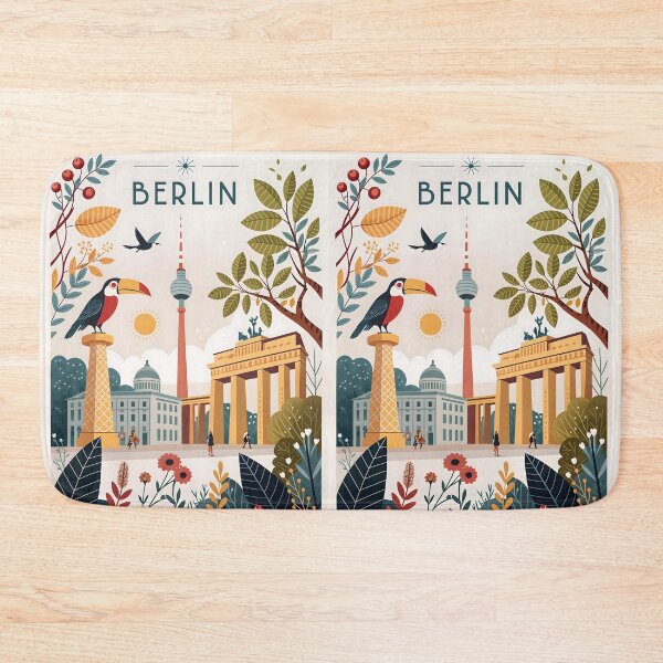 Item preview, Berlin Illustration with Brandenburg Gate and TV Tower, Travel Art designed and sold by Witsprings.