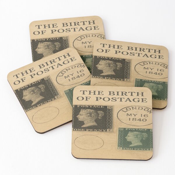 Item preview, The Birth of Postage (England, 1840s)_Collage Realistic Vintage Wallpaper designed and sold by DinsignStudio.