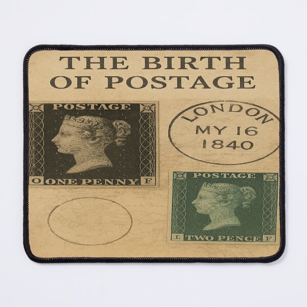 Item preview, The Birth of Postage (England, 1840s)_Collage Realistic Vintage Wallpaper designed and sold by DinsignStudio.