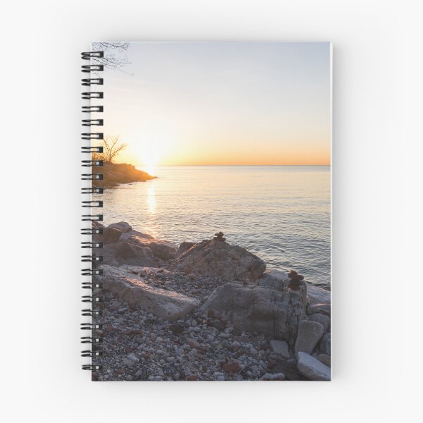 Item preview, Lake Shore Sunrise Over Rough Rocks and Stone Stacks designed and sold by Georgia Mizuleva.