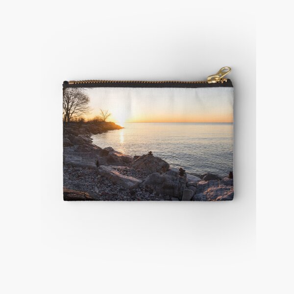 Item preview, Lake Shore Sunrise Over Rough Rocks and Stone Stacks designed and sold by Georgia Mizuleva.