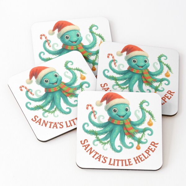 Item preview, Santa’s Little Helper – Festive Christmas Octopus designed and sold by TheJoyfulPen.