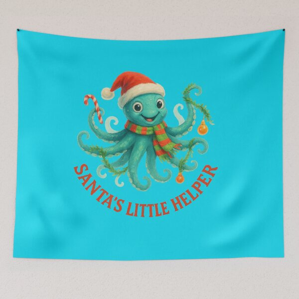 Item preview, Santa’s Little Helper – Festive Christmas Octopus designed and sold by TheJoyfulPen.