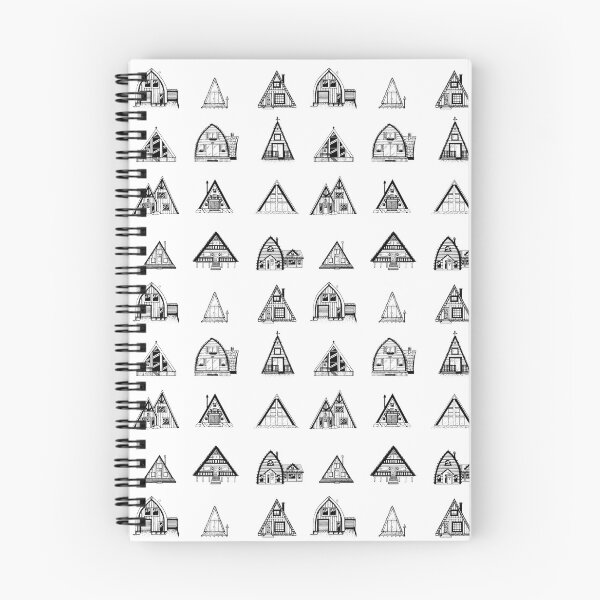 Item preview, Aframe Houses of the Mountains - Original Pen and Ink Illustration - Cute art design of Canadian mountain architecture designed and sold by SnowlineArt.