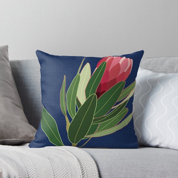 Item preview, Protea Flower pink blue floral pattern designed and sold by blueidesign.