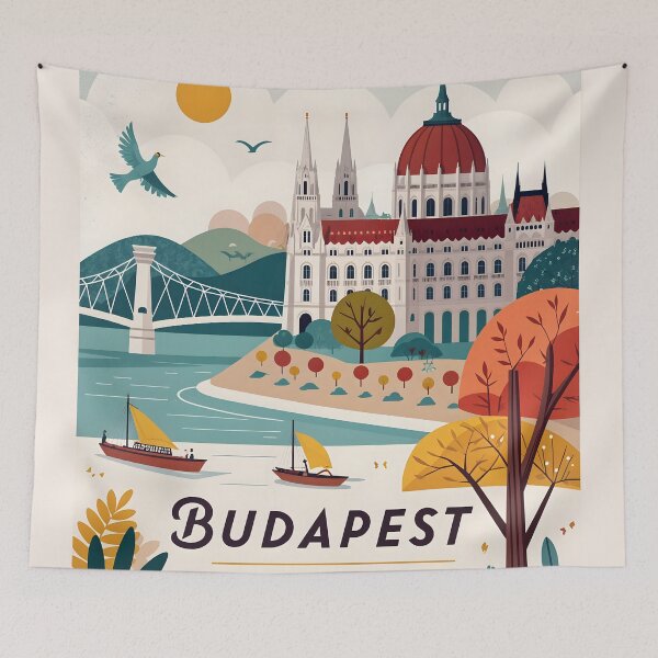 Item preview, Budapest Hungary Travel Art – Illustrated Cityscape designed and sold by Witsprings.