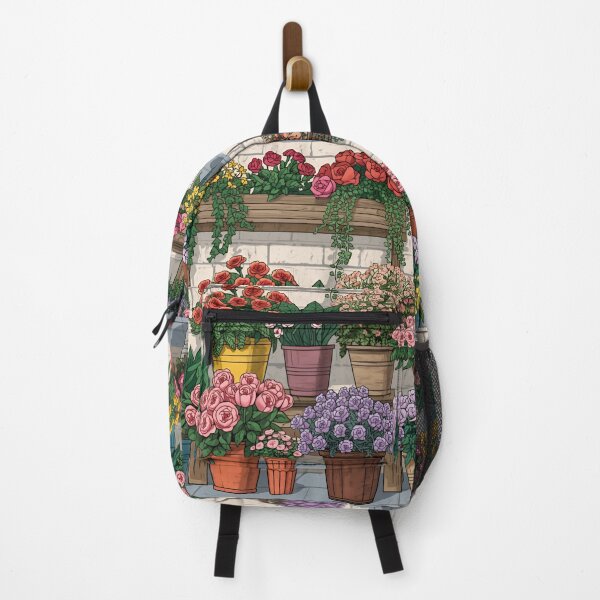 Item preview, Ilustración de jardín con macetas de flores coloridas designed and sold by LakLuxe studio .