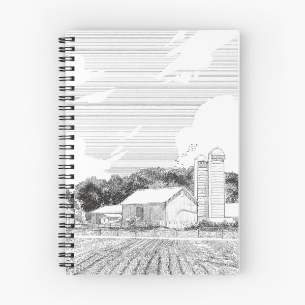 Item preview, Landscape sketch of farm area  designed and sold by midsketcher.