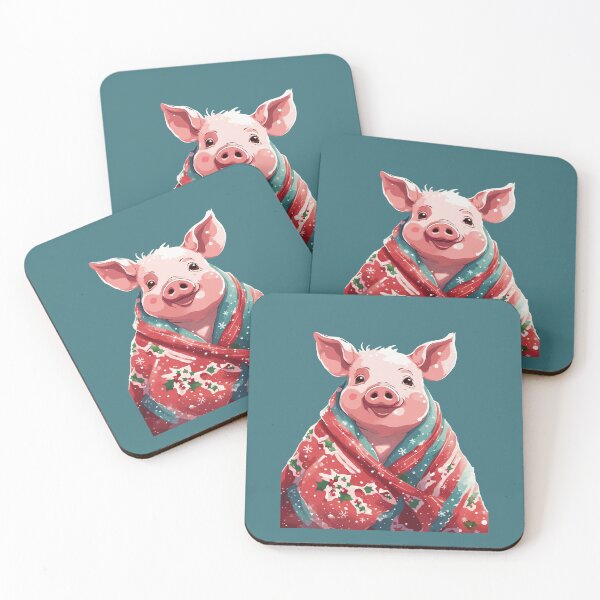 Item preview, Christmas Pig Wrapped In A Holiday Blanket designed and sold by taiche.