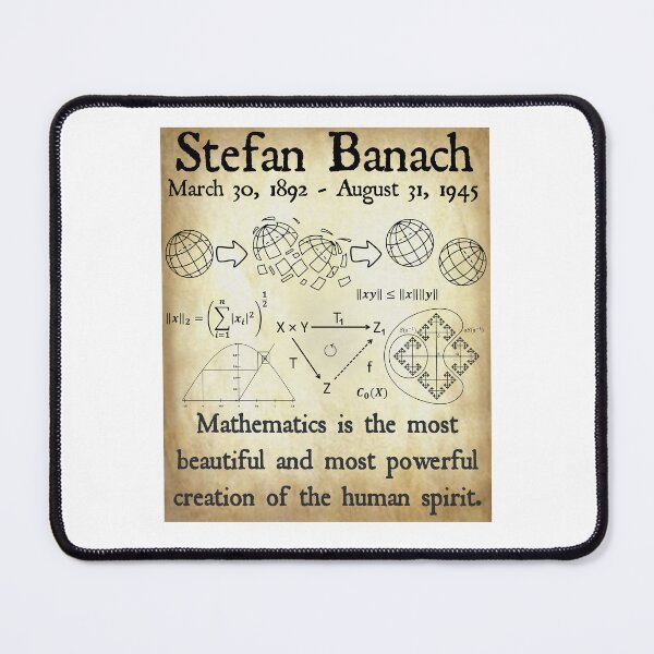 Item preview, Nerdy Vintage Stefan Banach Mathematics is the Most Beautiful and Most Powerful Math Science Teacher Black Text Parchment designed and sold by MathWare MathClips.