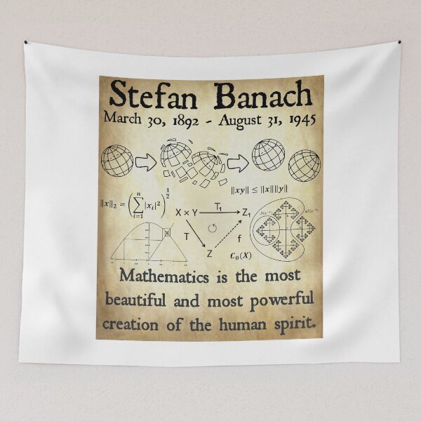 Item preview, Nerdy Vintage Stefan Banach Mathematics is the Most Beautiful and Most Powerful Math Science Teacher Black Text Parchment designed and sold by MathWare MathClips.