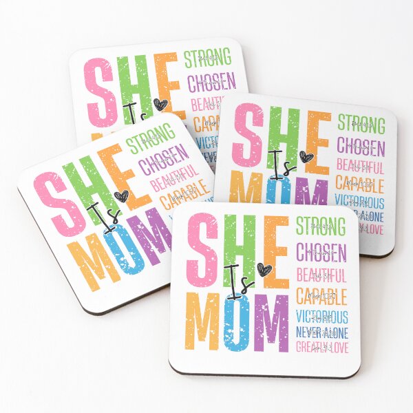 Item preview, She Is Mom Christian Typography Design – Strong Chosen Beautiful Capable Inspirational Bible Verse Gift for Mothers designed and sold by WhimsyBunnyGarden.