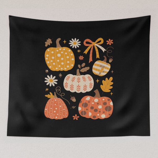 Item preview, Fall Boho Floral Pumpkin Coquette Bow Thanksgiving designed and sold by VasilisLamArt.