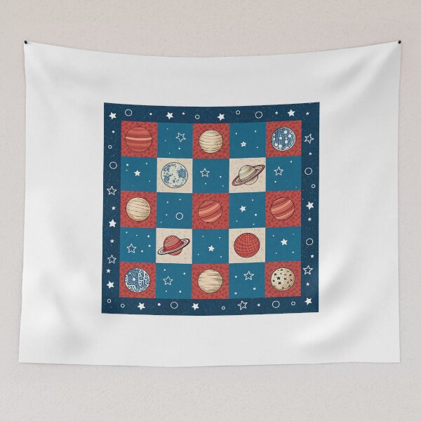 Item preview, CHECKS AND PLANETS PATTERN designed and sold by Fabrifrank.