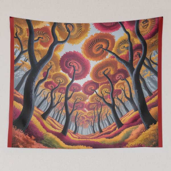 Item preview, A fantastical autumn forest rendered in a dreamlike style. designed and sold by Lilashakti ⭐️ ⭐️ ⭐️ ⭐️ ⭐️.
