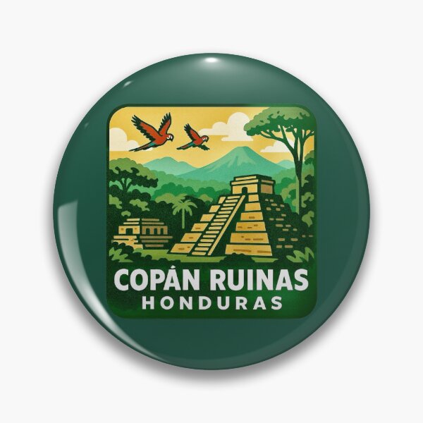 Item preview, Copán Ruinas, Honduras / Jungle Ruins Retro Art designed and sold by Myra365Art.