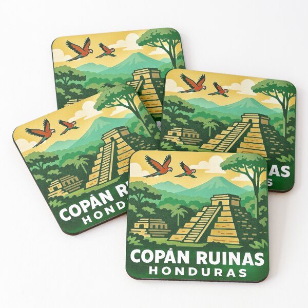 Item preview, Copán Ruinas, Honduras / Jungle Ruins Retro Art designed and sold by Myra365Art.