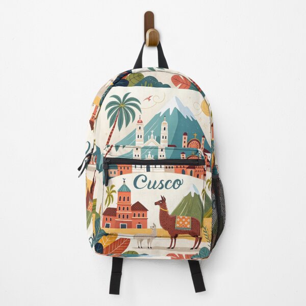 Item preview, Peru Souvenir Travel Art Design – Llamas in Cusco with Mountain Backdrop designed and sold by Witsprings.