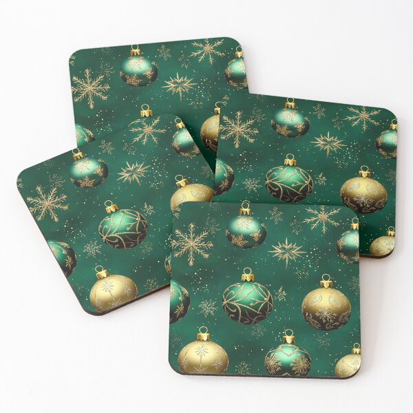 Item preview, Christmas Golden Ornaments And Stars On Holiday Green  designed and sold by DEC02.