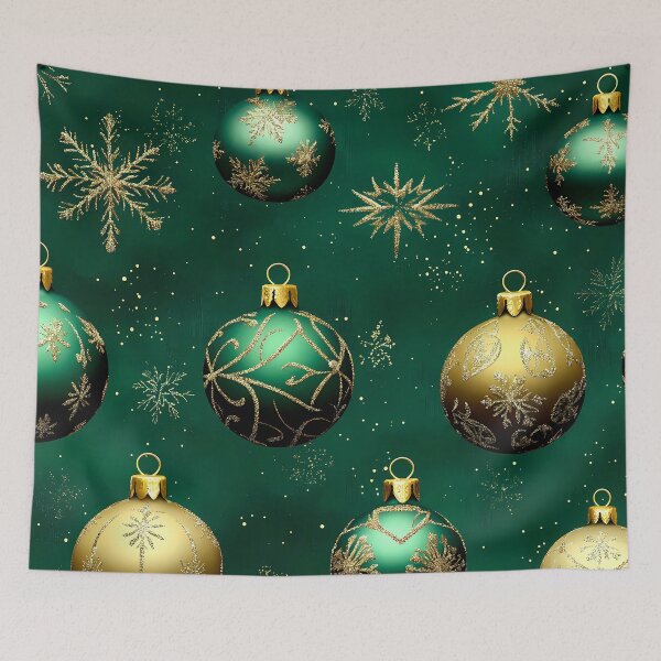 Item preview, Christmas Golden Ornaments And Stars On Holiday Green  designed and sold by DEC02.