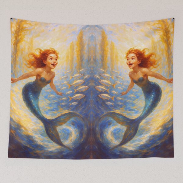 Aperçu de l'œuvre Victorian Mermaid Fantasy Art Print – Enchanted Ocean Girl in Golden Light – Randa By Lee créée et vendue par Randa Lee Creative.