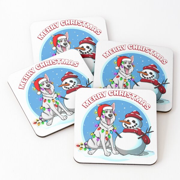 Item preview, White german shepherd and snowman merry Christmas designed and sold by polygrafix.