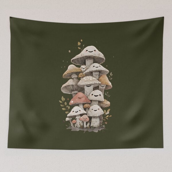Item preview, Cute Happy Mushrooms – Kawaii Goblincore Mushroom Family | Cozy Cottagecore Nature Art designed and sold by Goblinlife.