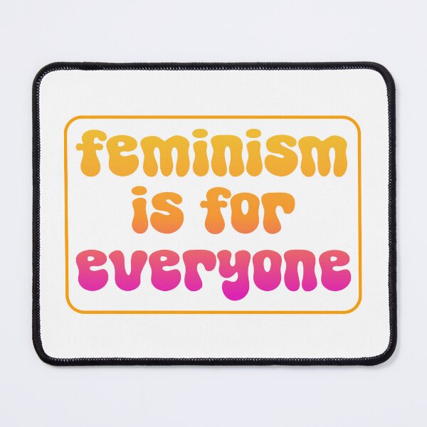 Item preview, Feminism Is For Everyone white background pink and orange designed and sold by GeoGoose.