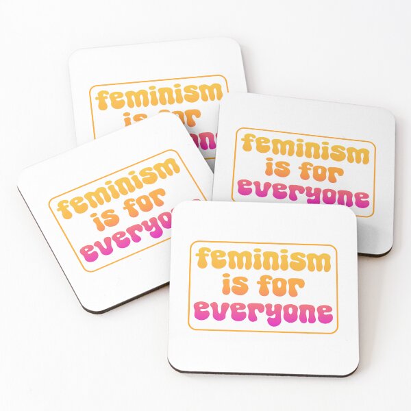 Item preview, Feminism Is For Everyone white background pink and orange designed and sold by GeoGoose.
