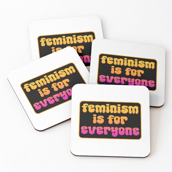 Item preview, Feminism Is For Everyone black background pink and orange designed and sold by GeoGoose.